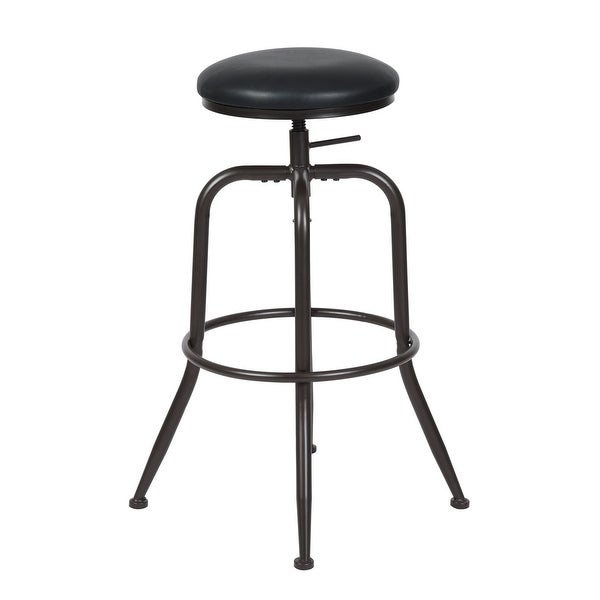 Industrial Counter Bar Stools with Black Pu (Set of 2) for a Modern Kitchen or Island or Breakfast Bar， Height Adjustable