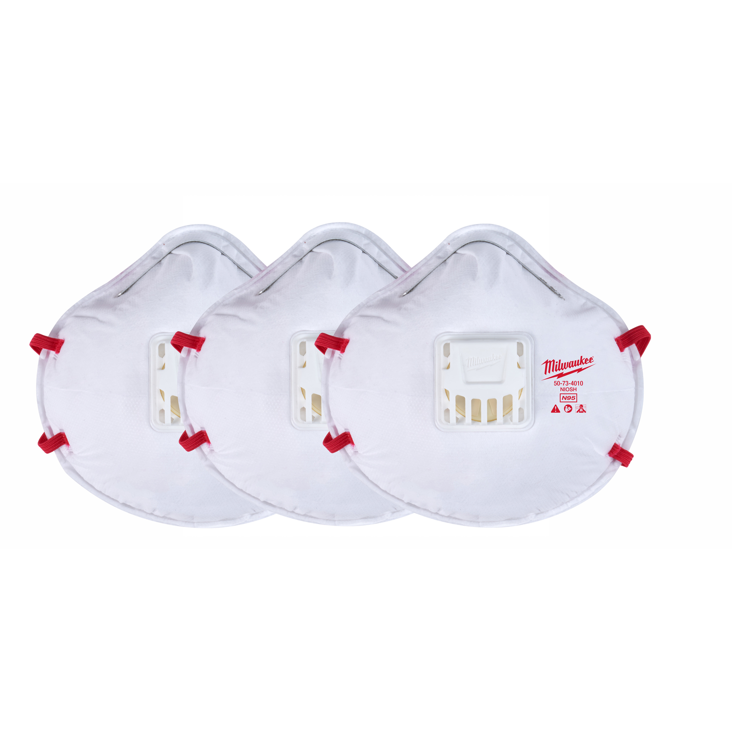 MW N95 Multi-Purpose Respirator Mask Valved White One Size Fits All 3 pk