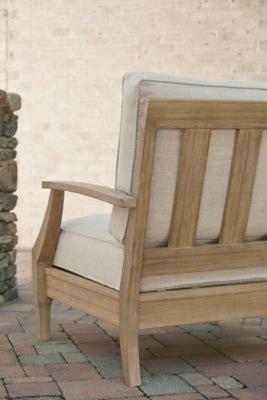 Signature Design by Ashley Outdoor Clare View Eucalyptus Cushioned Deep Seated Lounge Chair, Beige