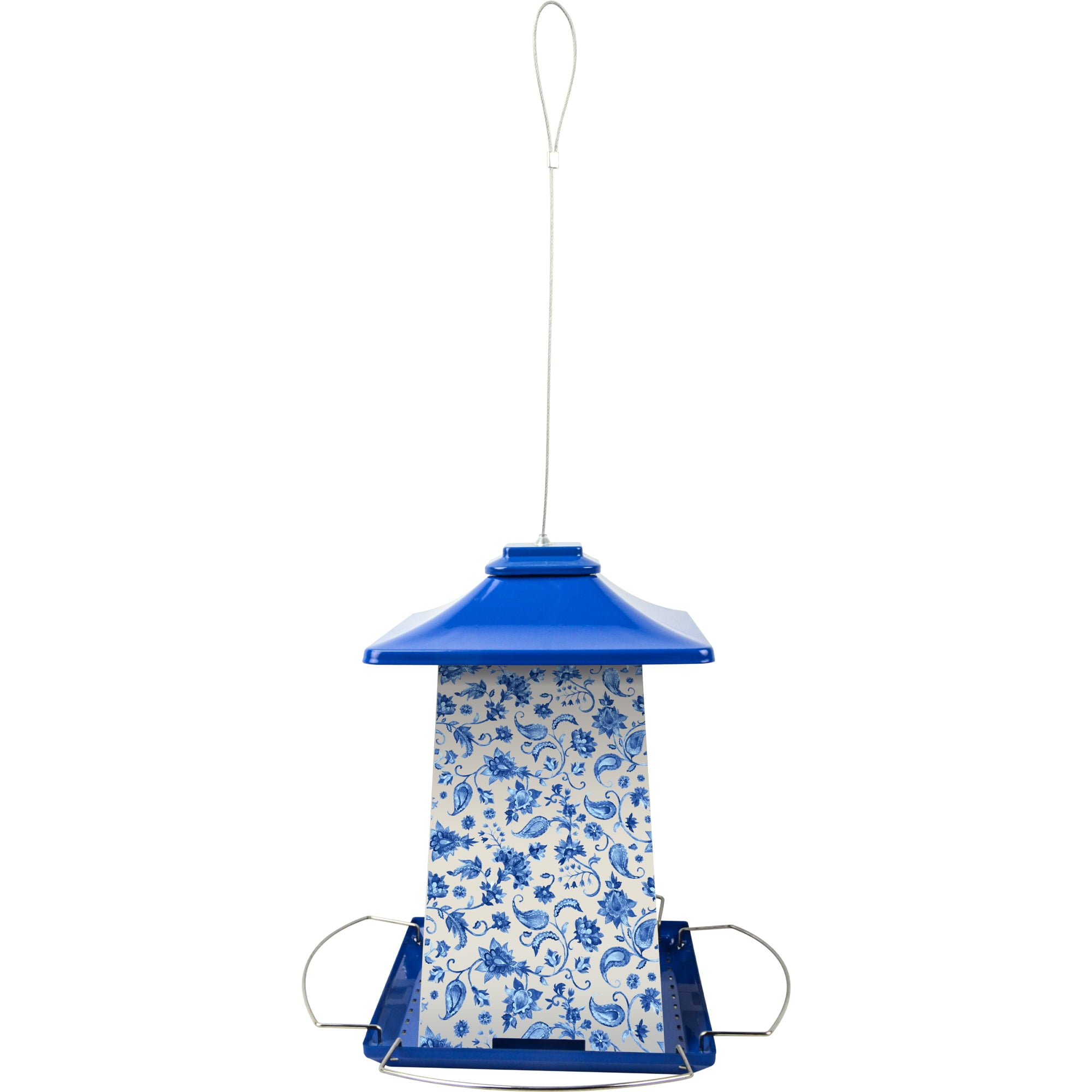 Wild Wings Paisley Arches Gazebo Bird Feeder， 3.3 Quart， Blue