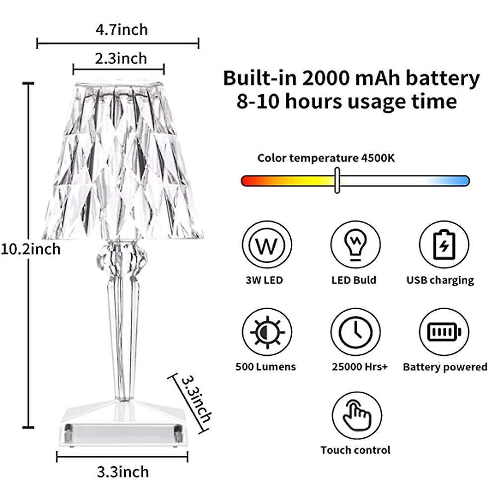 1ps Diamond Table Lamp Acrylic Decoration Desk Lamps For Bedroom Bedside Bar Crystal LED Night Light