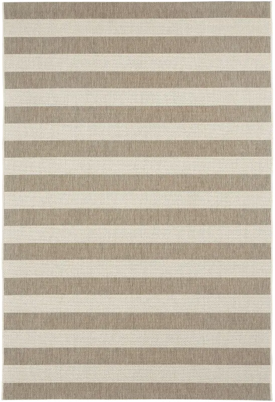 4 x 6 Small Striped Barley Tan Indoor-Outdoor Rug - Finesse