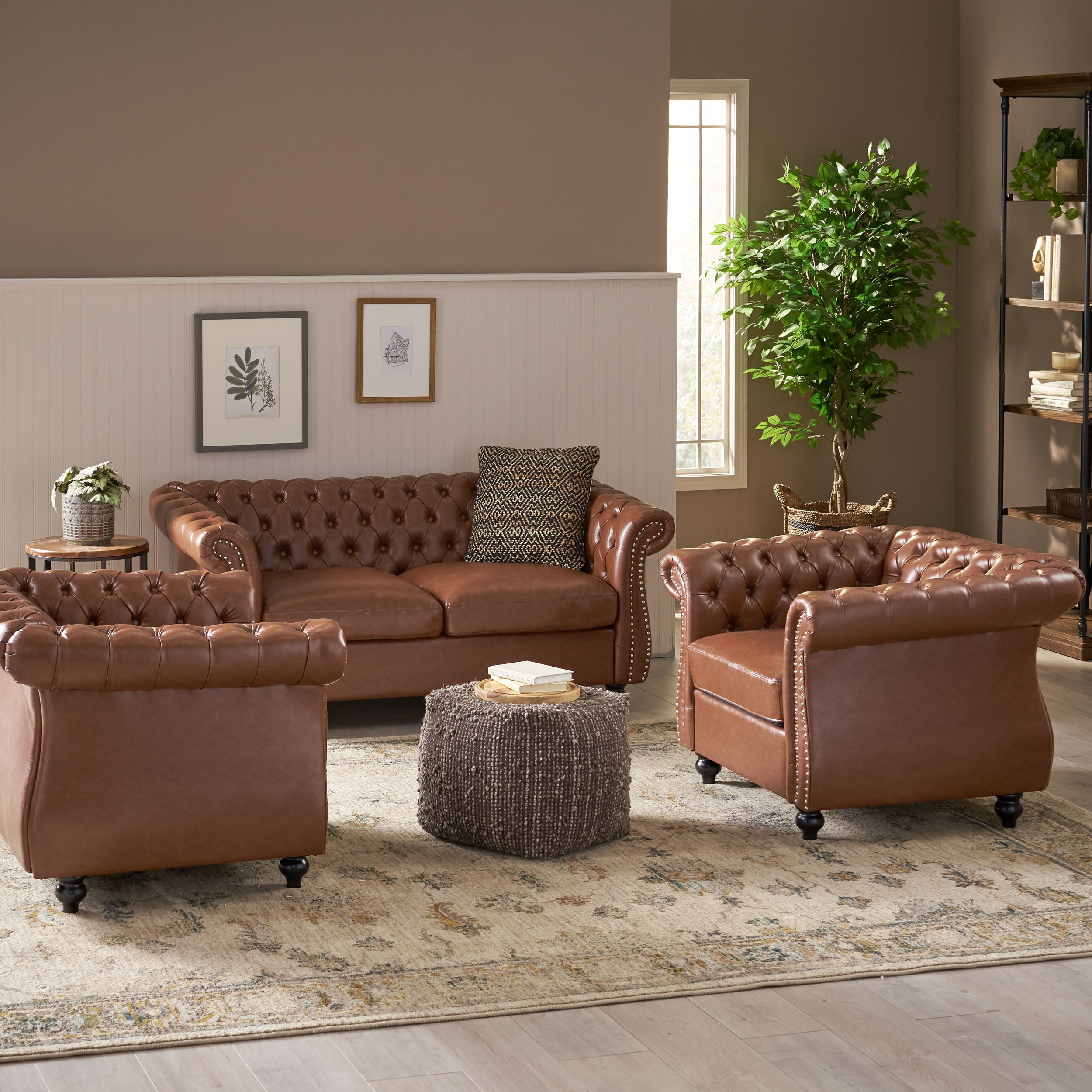 Madelena Traditional Chesterfield Loveseat and Club Chair Set