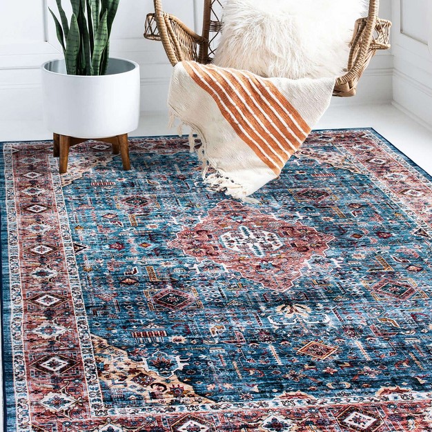 World Rug Gallery Distressed Traditional Boho Machine Washable Area Rug