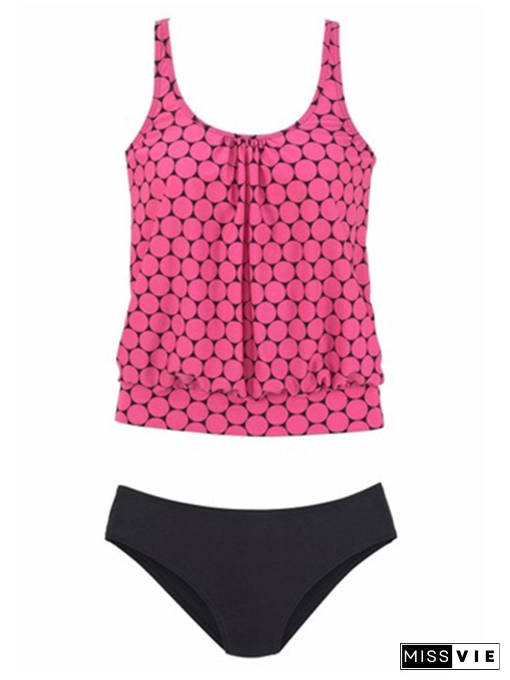 Ladies Cover Belly To Look Slim Slim Polka Dot Print Tankini Plus Size