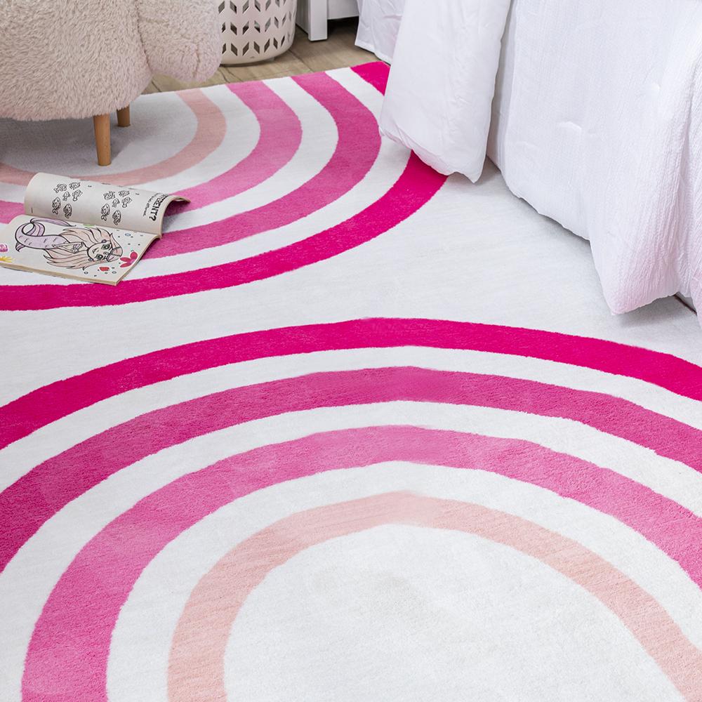 Gap Home Kids Double Rainbow Area Rug， Pink Multi， 52 x7and#8242;