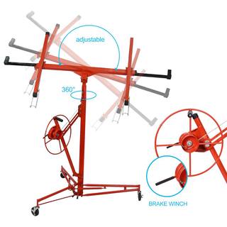 Runesay Drywall Lift Panel 11 ft. Lift Drywall Panel Hoist Jack Lifter in Red CON-CRET-9