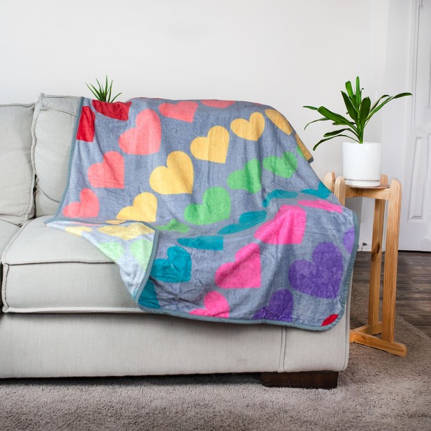 Toynk We Are In This Together Rainbow Window Hearts Throw Blanket 45 X 60 Inches