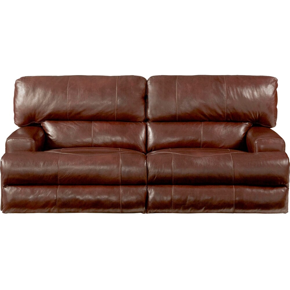 Wovington Walnut Leather Power Headrest/Lumbar Recliner Set