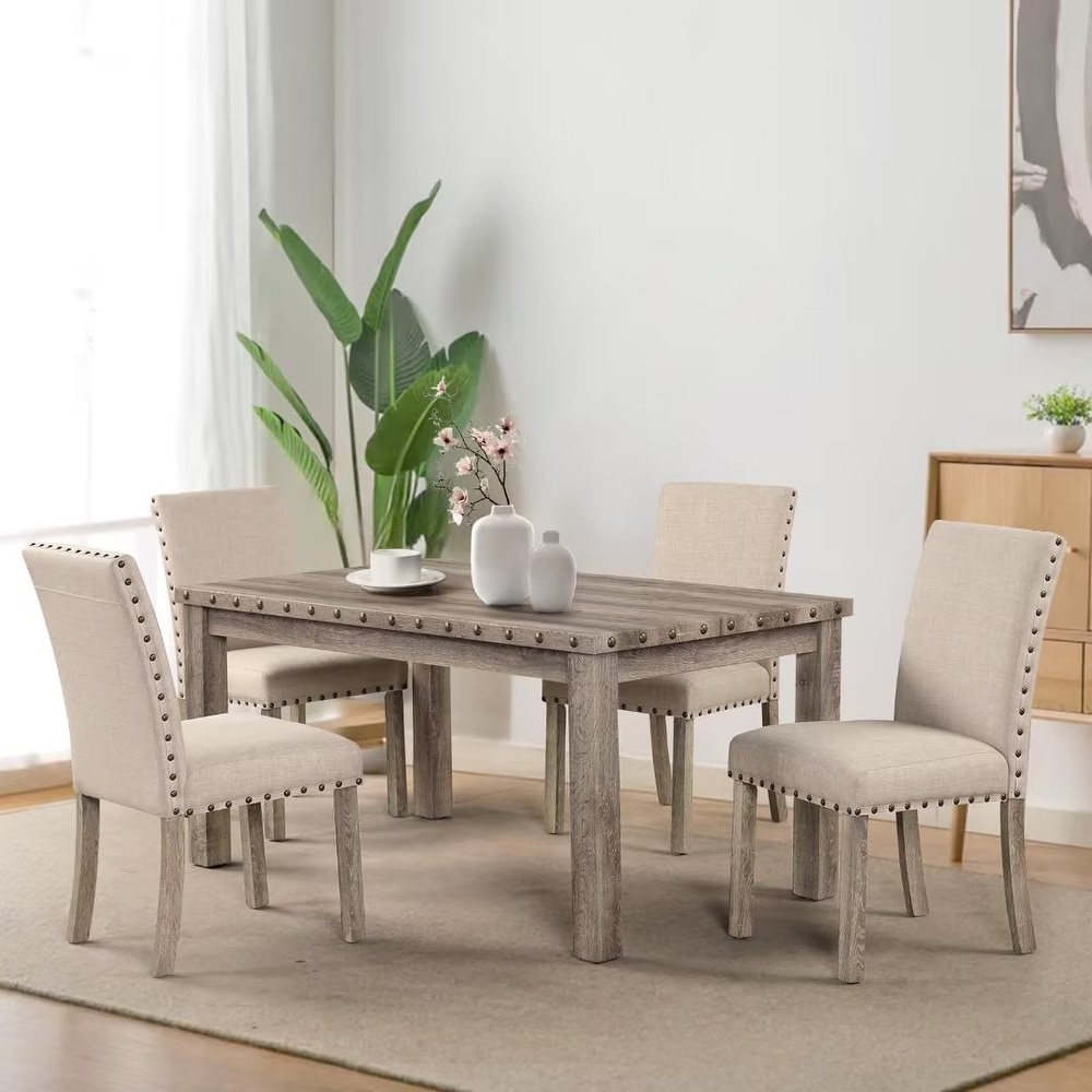 Morden Fort Rectangular Chair 5 piece Dining Table Set