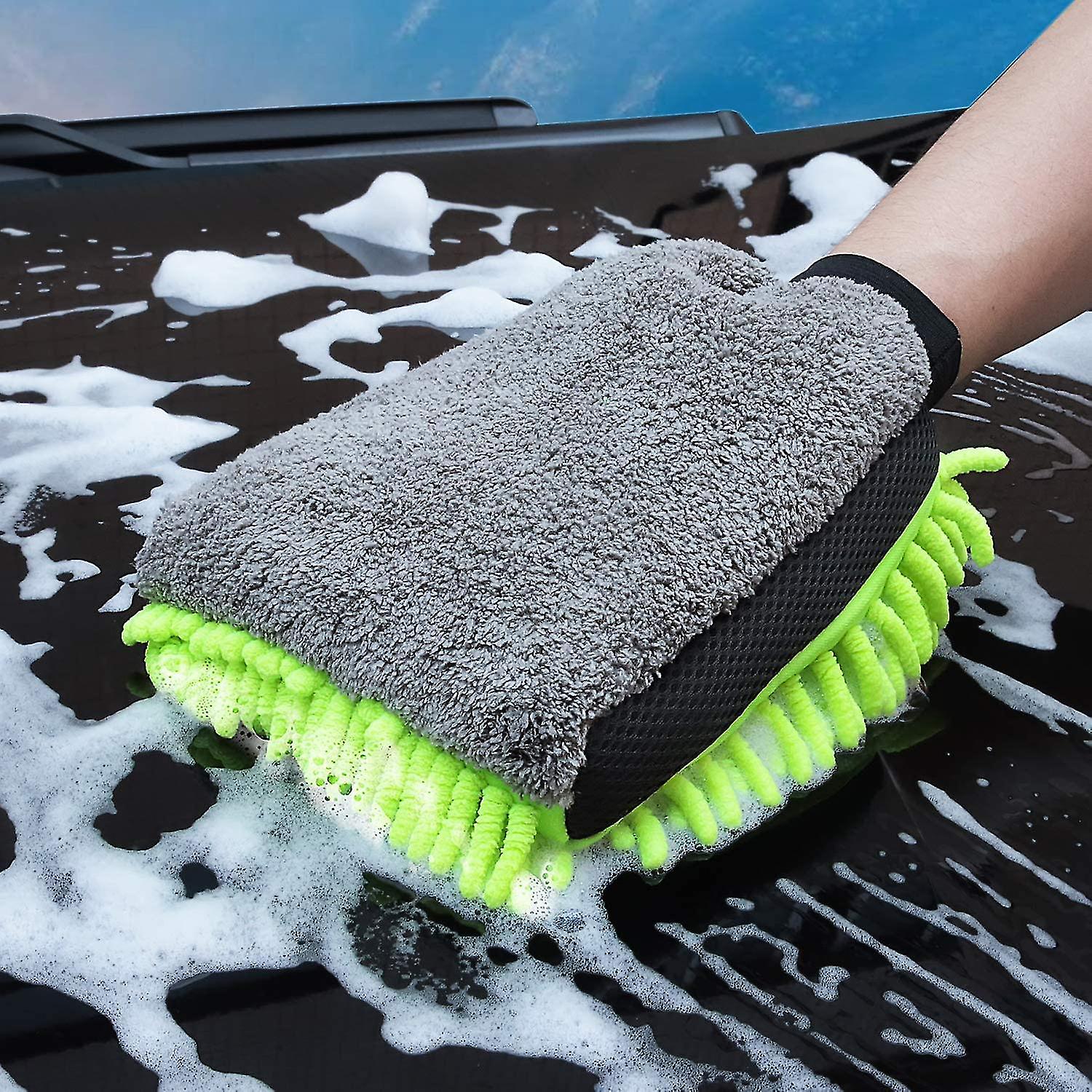 4 Pack Microfiber Wash Mitt.premium Chenille Mitts Lint And Scratch Free Sponge