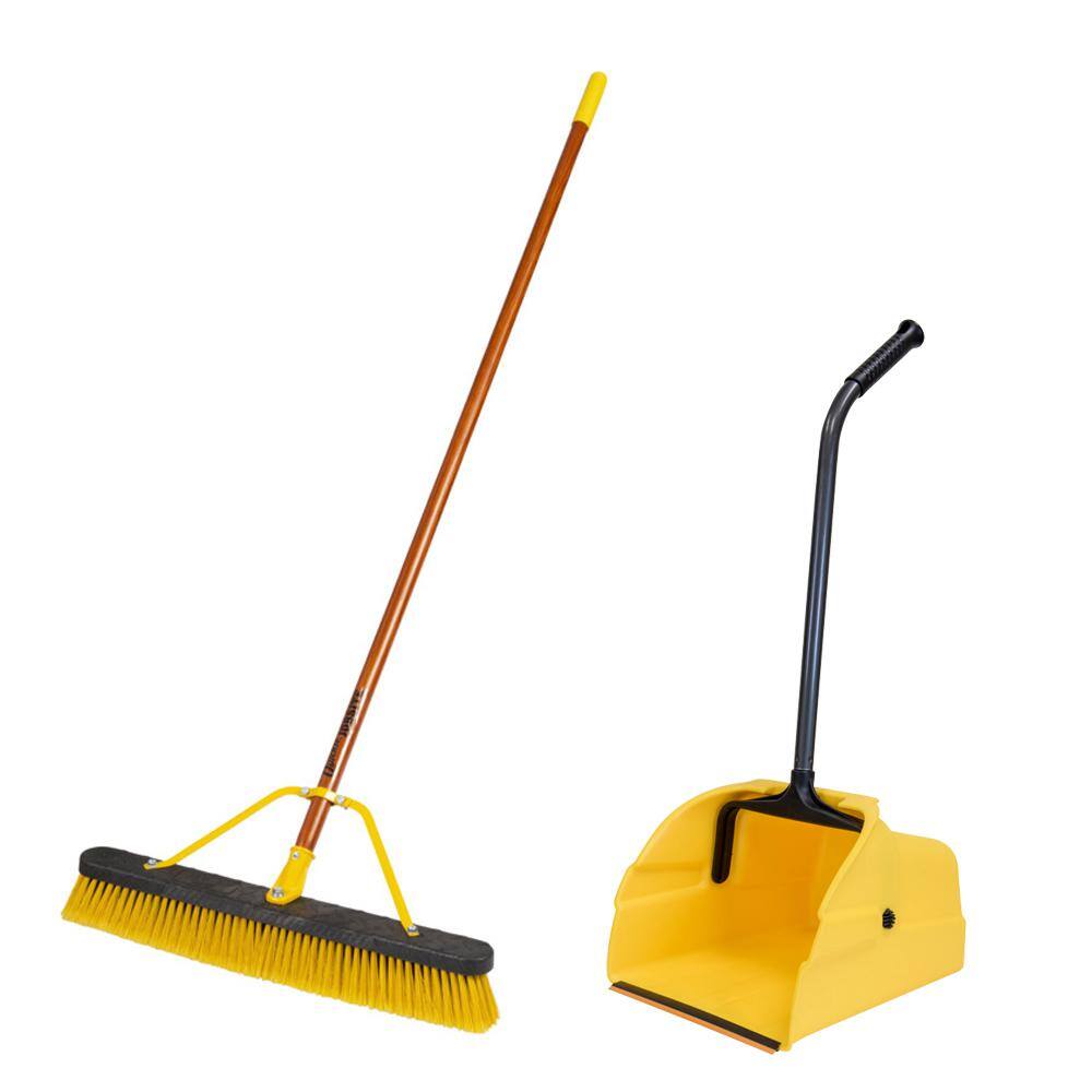 Quickie Jobsite 24 in. IndoorOutdoor Push Broom with 14 in. Jumbo Dust Pan Combo Pack 857JSHDSU-D