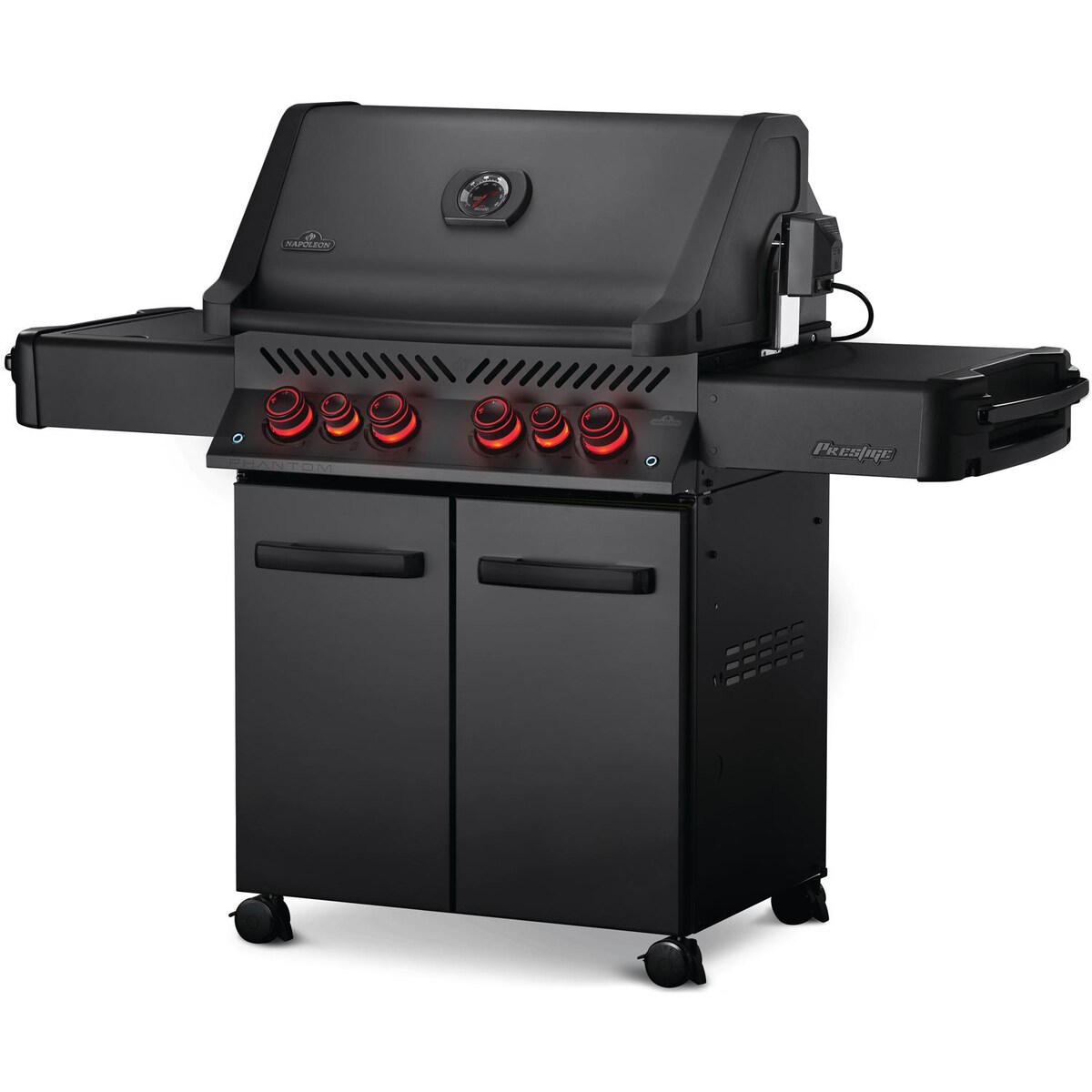 Napoleon Phantom Prestige 500 Natural Gas Grill with Infrared Rear Burner， Infrared Side Burner， and Rotisserie Kit