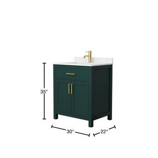 Wyndham Collection Beckett 30 in. W x 22 in. D x 35 in. H Single Sink Bathroom Vanity in Green with Carrara Cultured Marble Top WCG242430SGDCCUNSMXX