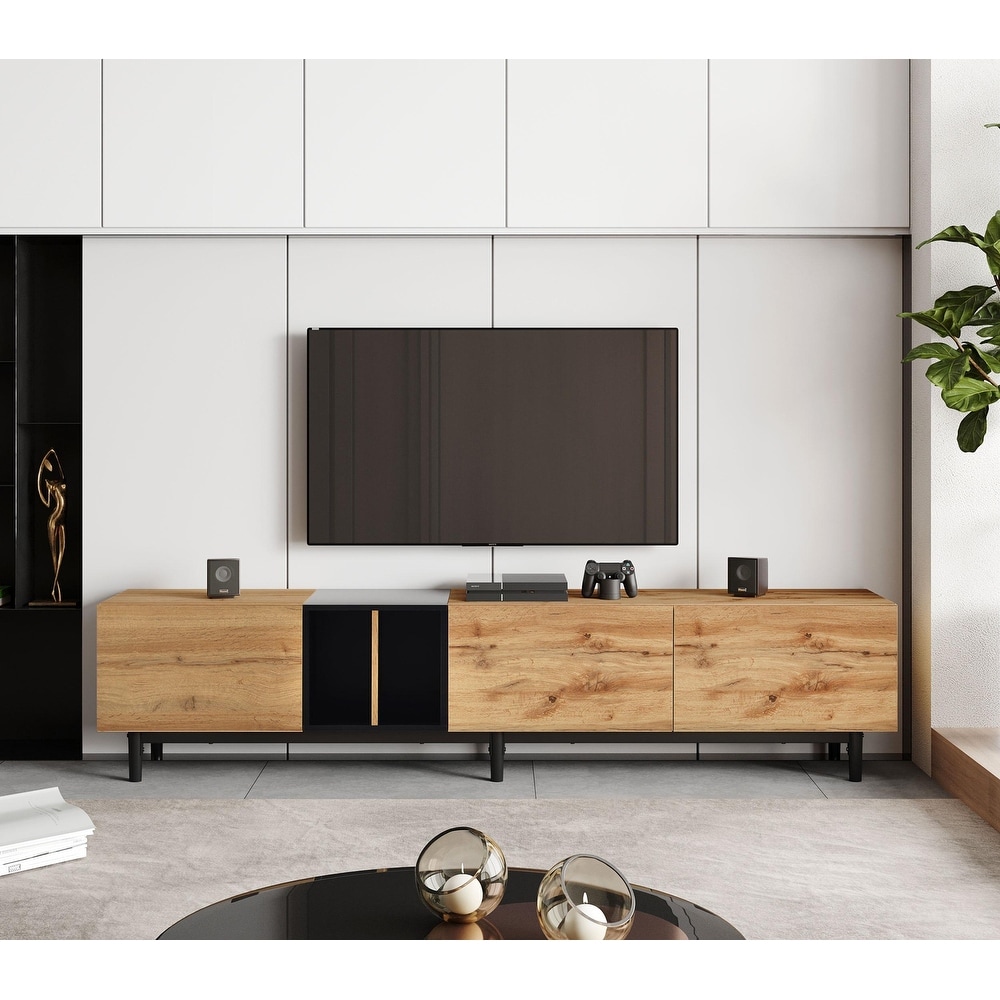 Modern TV Stand TV Console with Storage Cabinets for TVs up to 80\