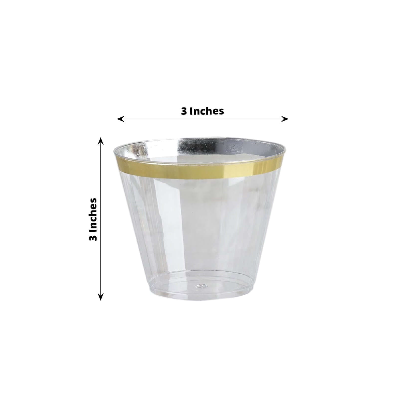 25 Pack Clear / Gold Crystal Collection Plastic Tumblers Cups, Disposable Cocktail Cups 9oz