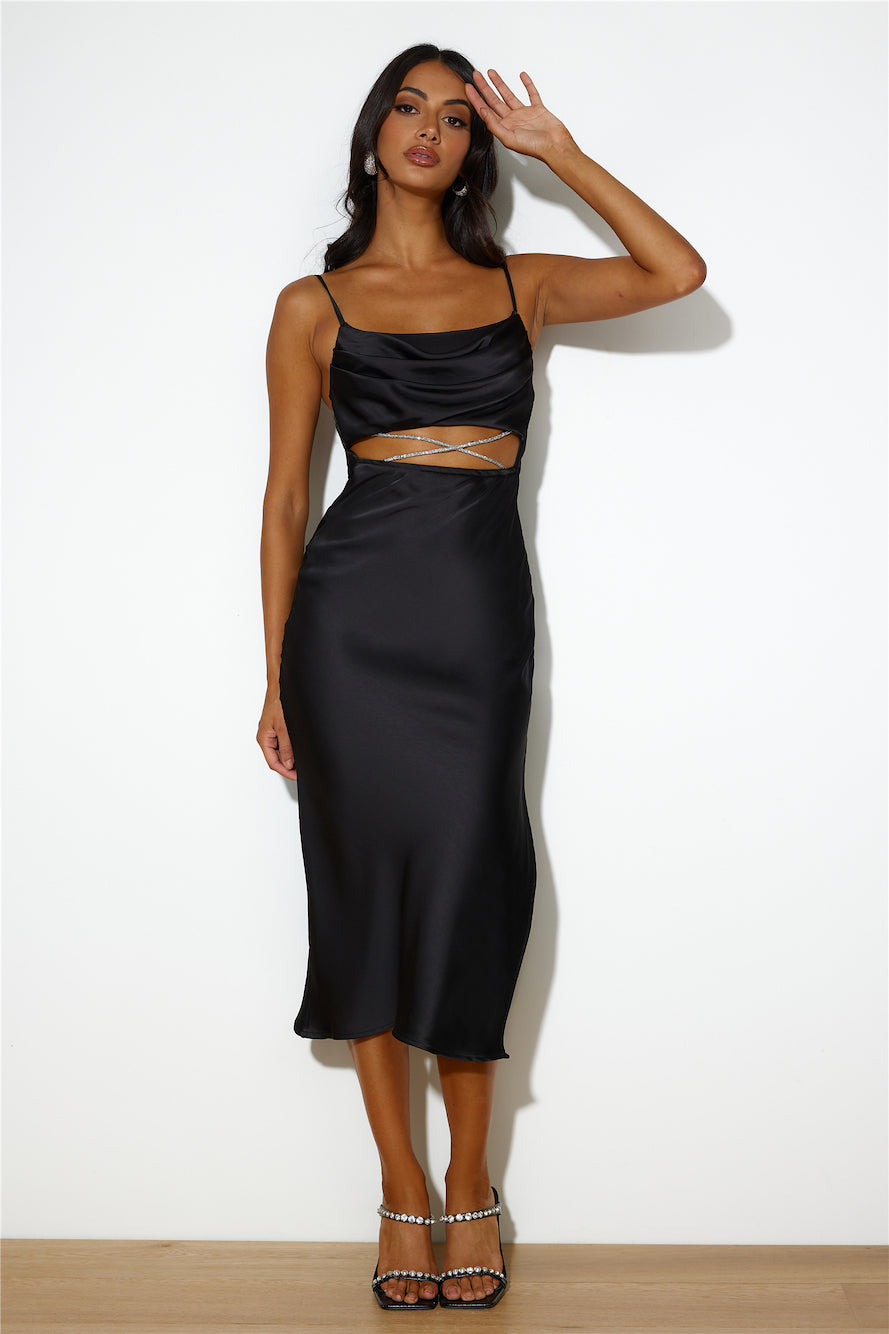 Sparkle Love Midi Dress Black