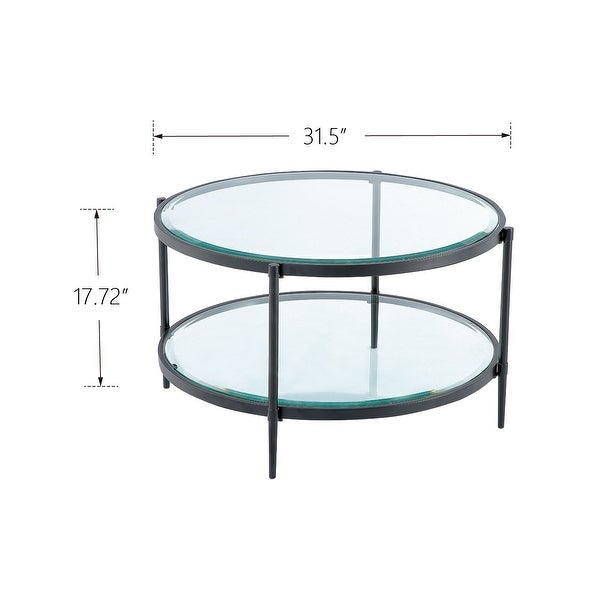 GZMR Round Coffee Table Accent Table with Shelf