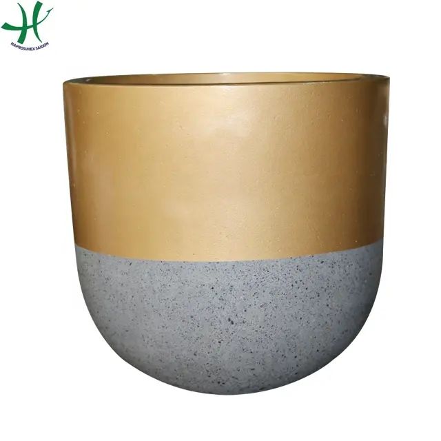 Lightweight Concrete Modern Outdoor Round Planter Cement Pot for Garden Decor  garden pots   planters