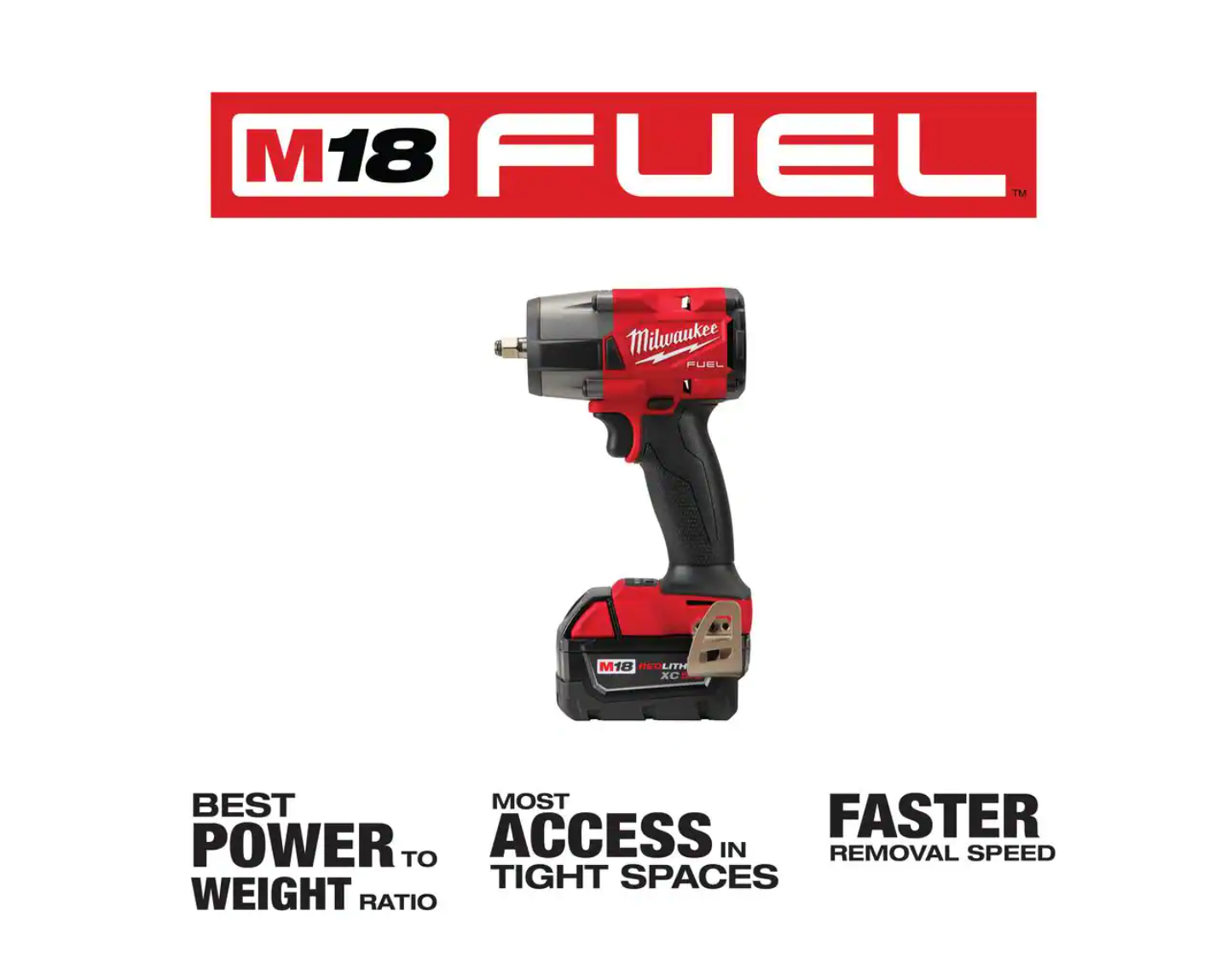 Milwaukee 2960-20-48-11-1850 M18 FUEL GEN-2 18V Lithium-Ion Mid Torque Brushless Cordless 3/8 in. Impact Wrench with (1) 5.0 Ah Battery