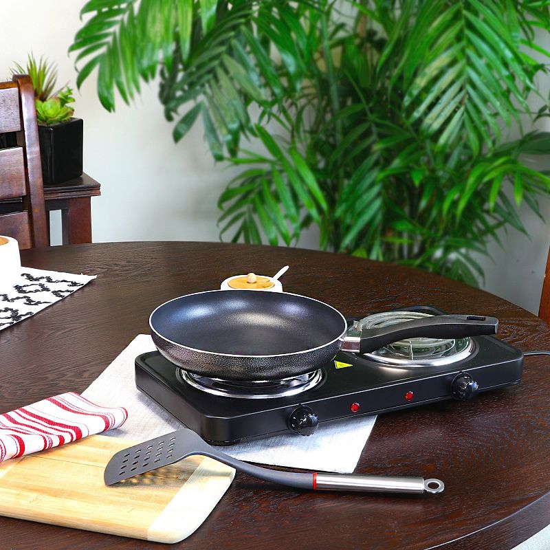 Oster Cocina Clairborne 9.5 Inch Aluminum Hammer Tone Frying Pan in Charcoal Grey