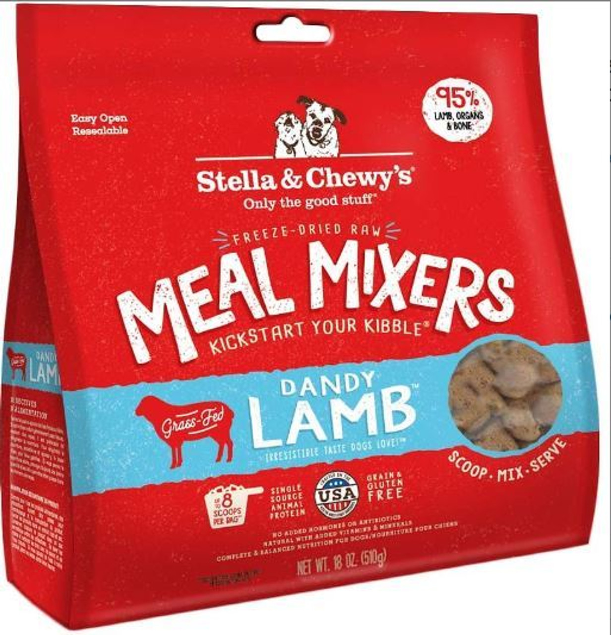 Stella and Chewy's Freeze-Dried Dandy Lamb Meal Mixers Dog Food， 18 Oz.