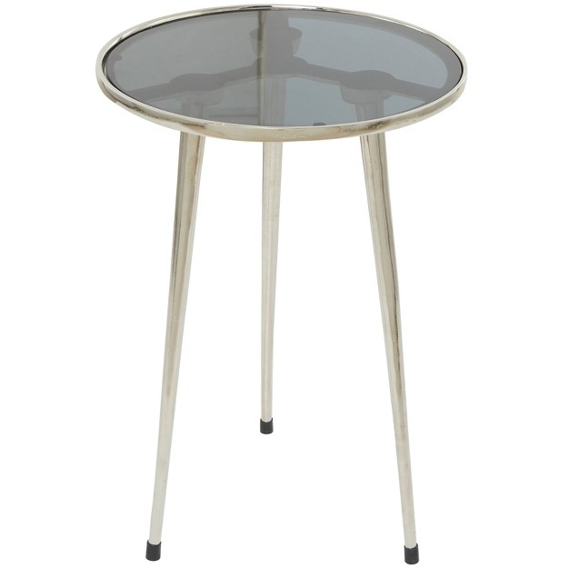 Contemporary Metal And Glass Accent Table With Tripod Base Olivia amp May