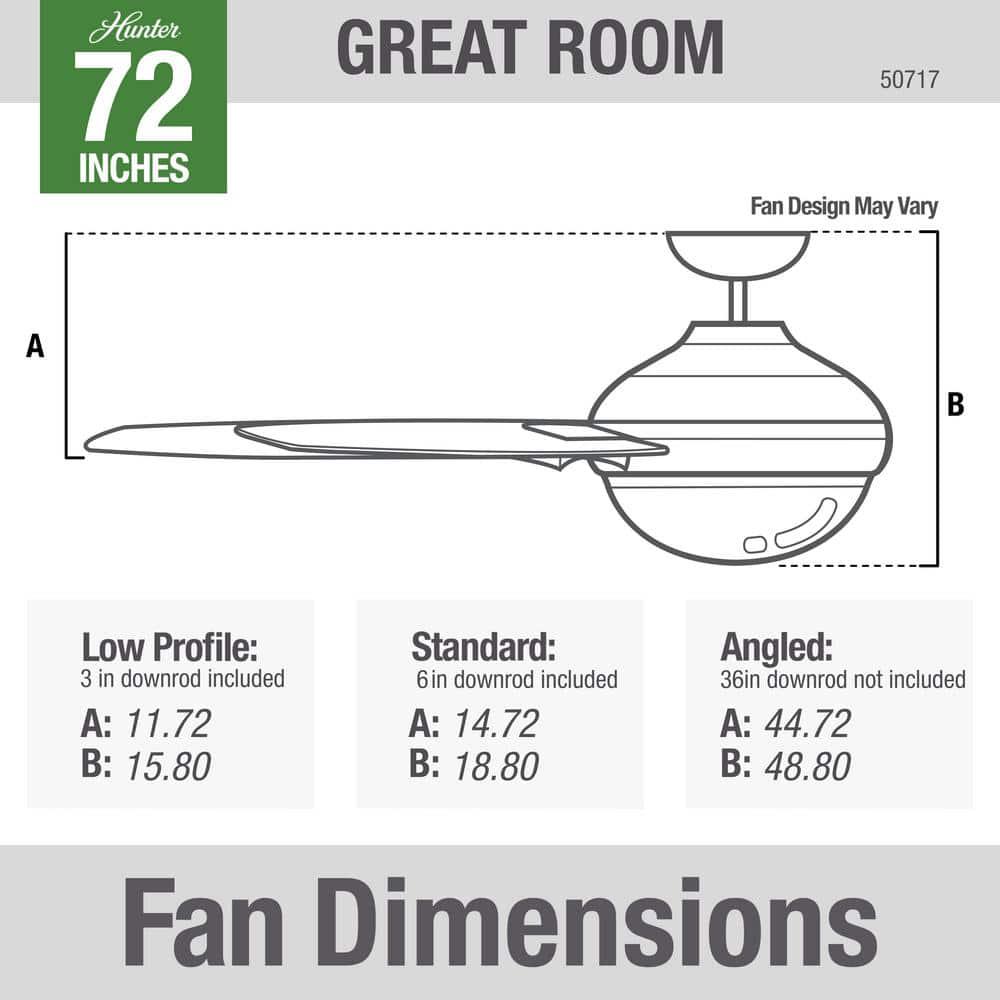 Hunter Overton 72 in Outdoor Matte Nickel Ceiling Fan with Light Kit and Wall Switch