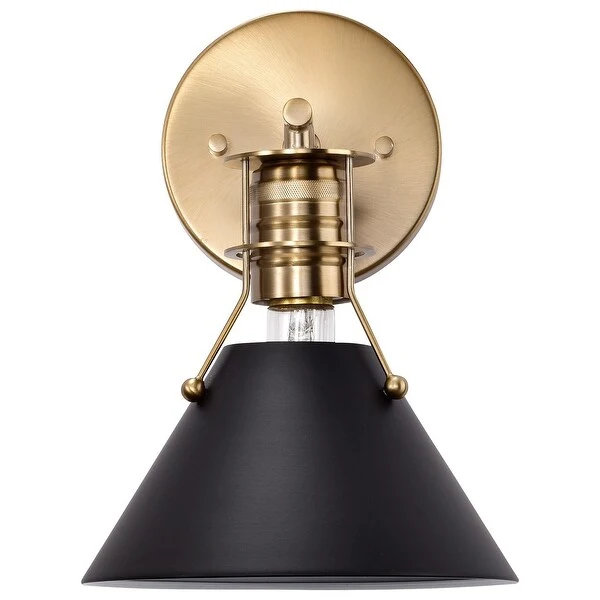 Outpost 1 Light Wall Sconce Matte Black with Burnished Brass