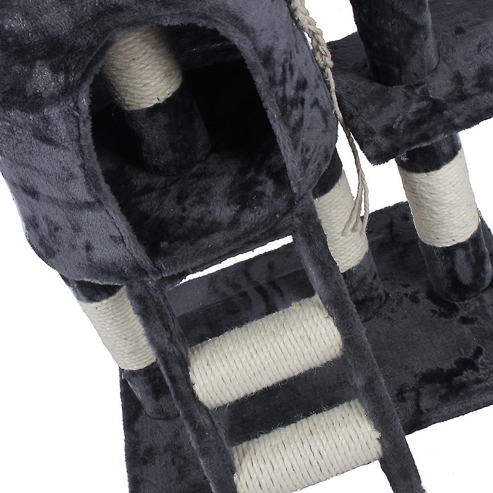 Cat Tree Deluxe Multi Level Tower With Scratching Climb Activity Toys Pet Bed House Dark Gray