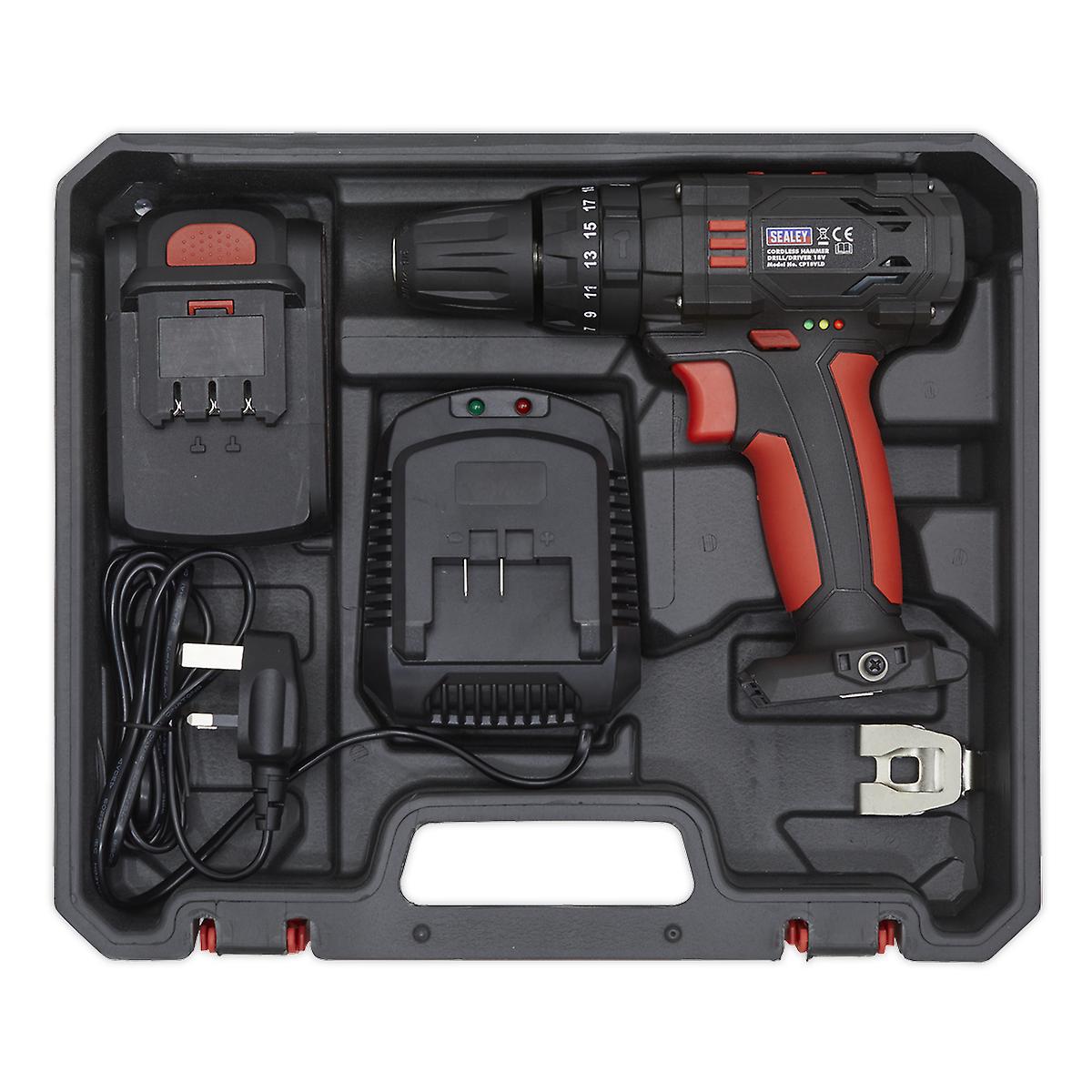 Sealey Cp18Vld Cordless Li-Ion 10Mm Hammer Drill/Driver 18V 1.5Ah 2-Speed