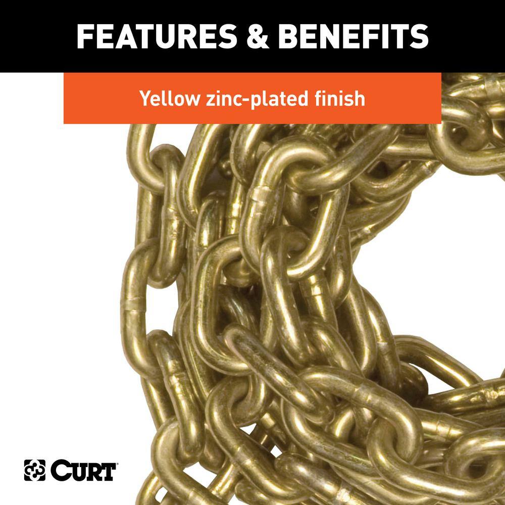 CURT 20' Transport Binder Safety Chain with 2 Clevis Hooks (18800 lbs. Yellow Zinc) 80307