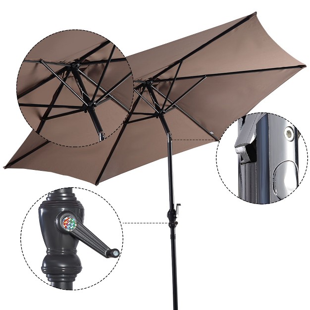 Tangkula Patio 9 x27 Outdoor Steel Market Backyard Garden Patio Table Umbrella