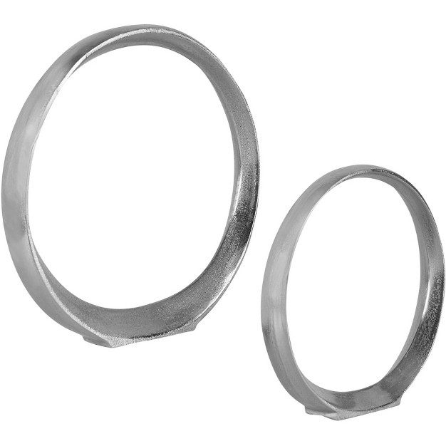 Uttermost Orbits Nickel Metal Ring Sculptures Set Of 2