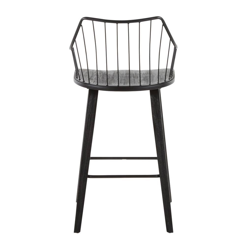 Lumisource Winston 37 in. Spindle Back Black Wood and Black Metal Counter Height Stool B26-WINSTN BKBK