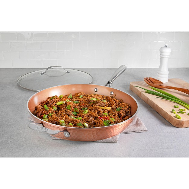 Nonstick Family Fry Pan With Helper Handle And Glass Lid