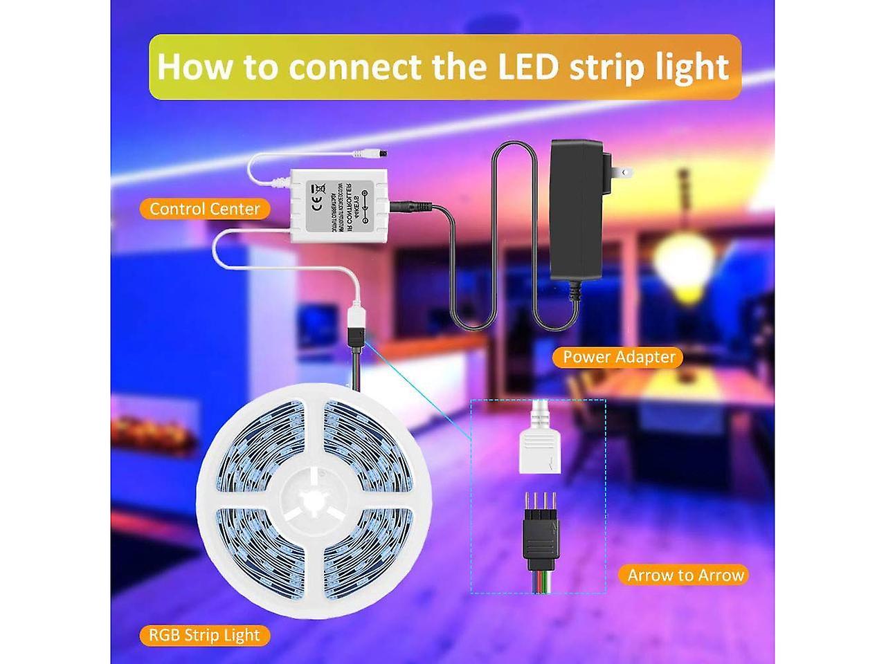 Led Strip Lights With Remote 300 Leds 16.4ft Light Stripe With Rgb 5050 Led 16 Color Changing And 4 Modes Dimmable Led Stripe Lights 12v Stripe Light