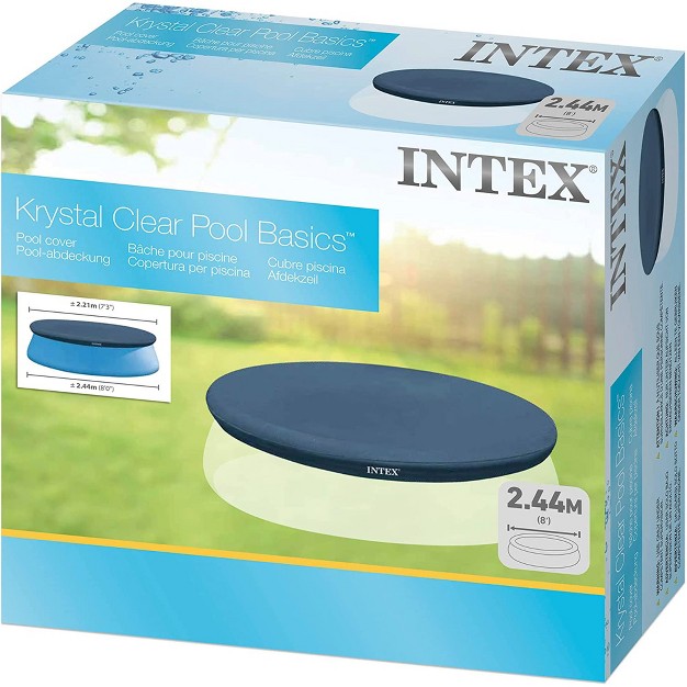 Intex 8 Foot Round Protective Cover For Above Ground Outdoor Swimming Pools With 7 Inch Floating Chlorine Dispenser pool Not Included