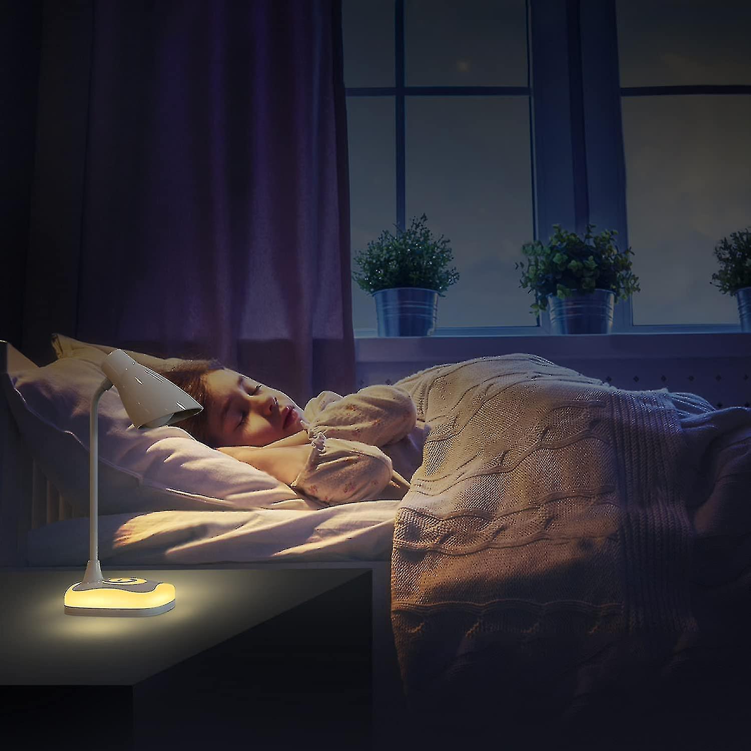 Led Desk Lamp， Usb Rechargeable Table Lamp With 3 Levels Brightness， Touch Sensor Control， Mood Light On Base， Energy-saving Portable Reading Light Fo