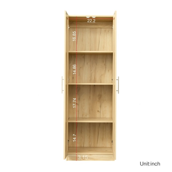 High wardrobe and kitchen cabinet with 2 doors and 3 partitions to separate 4 storage spaces - - 37010601