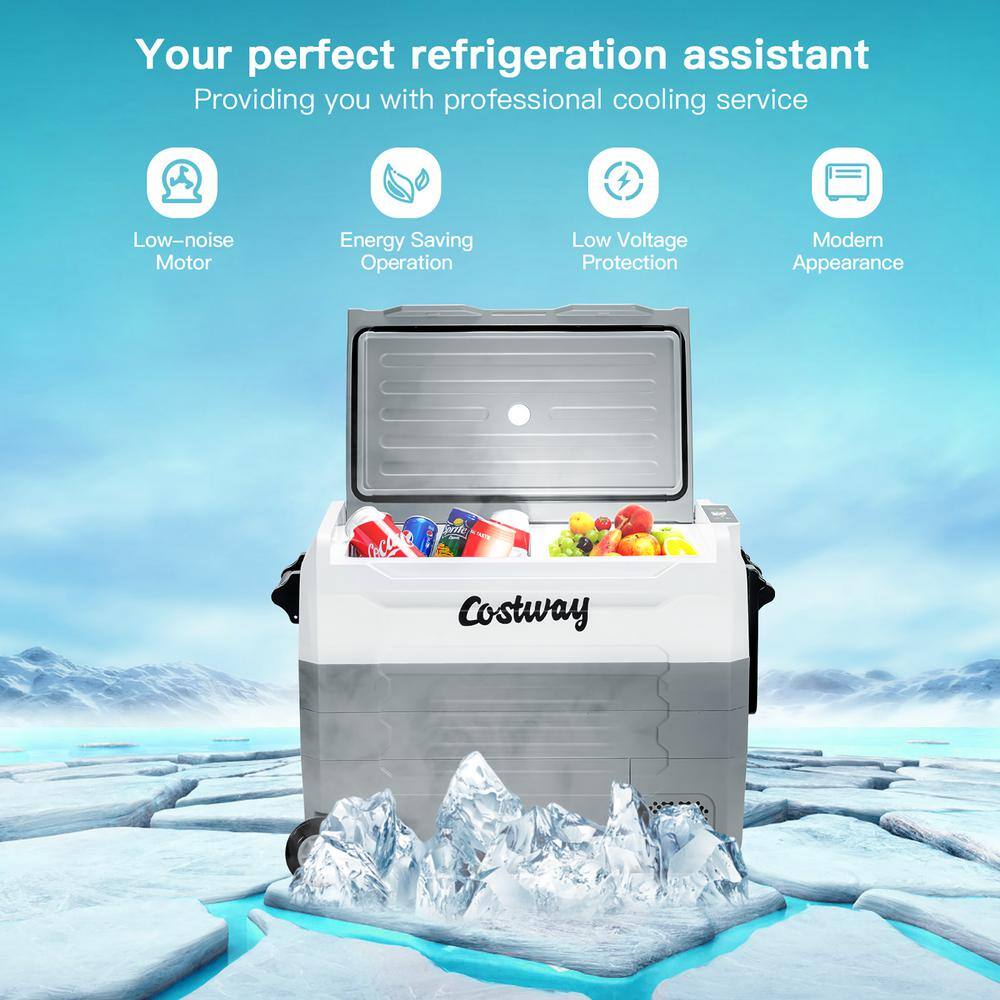 Costway 58 Quarts Car Refrigerator Portable RV Freezer Dual Zone Coolers Gray AX10001US-HS