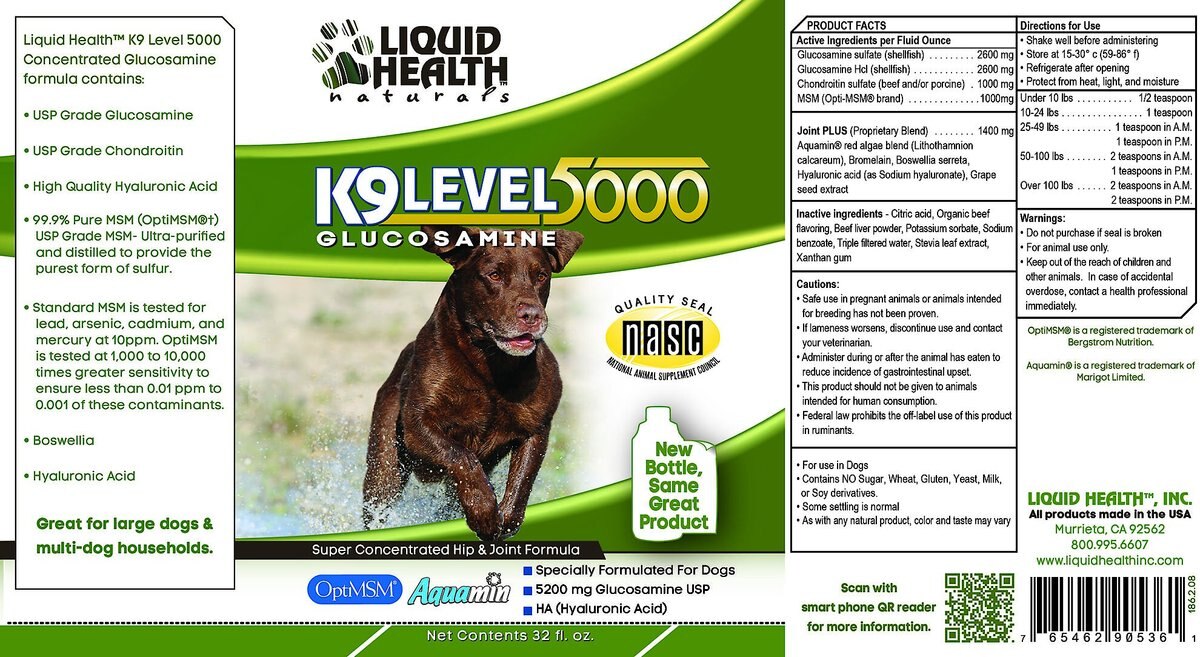 Liquid Health Pets K9 Level 5000 Glucosamine Dog Supplement