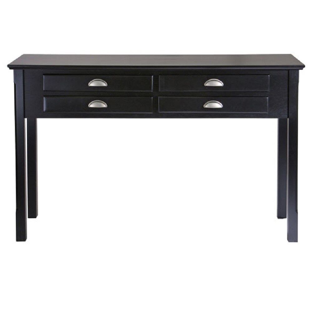 29” Black Console Table with Four Drawers