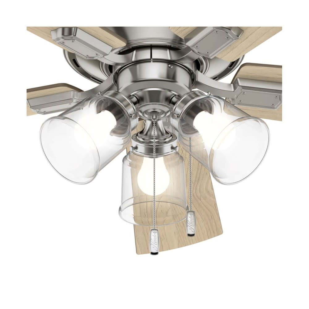 Hunter Crestfield Ceiling Fan 52 Nickel Bleached Grey Pine ;