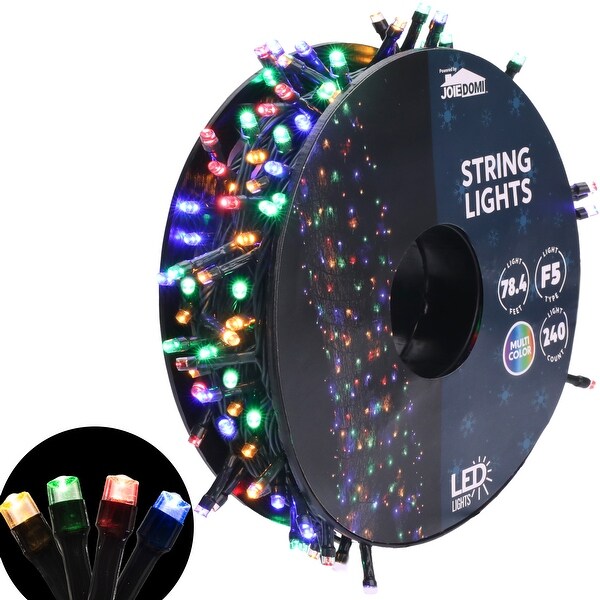 Syncfun 240 LED Cool White Christmas Lights Outdoor，78.4 FT on Reel，Green Wire String Lights