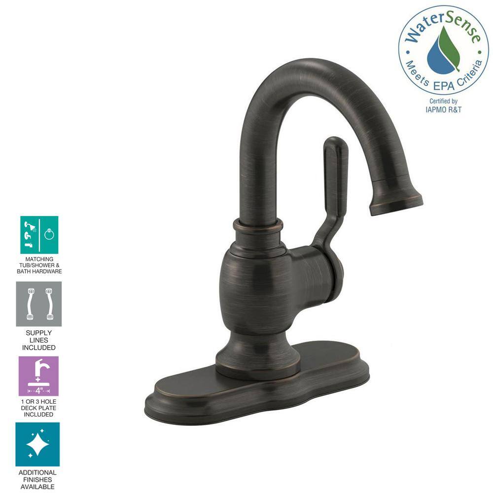 KOHLER Worth Single Hole Single-Handle Bathroom Faucet in Oil Rubbed Bronze K-R76255-4D-2BZ