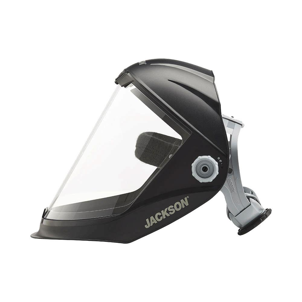 Lightweight MAXVIEW Premium Face Shield with Ratcheting Headgear， Clear Tint， Anti-Fog Coating， Black