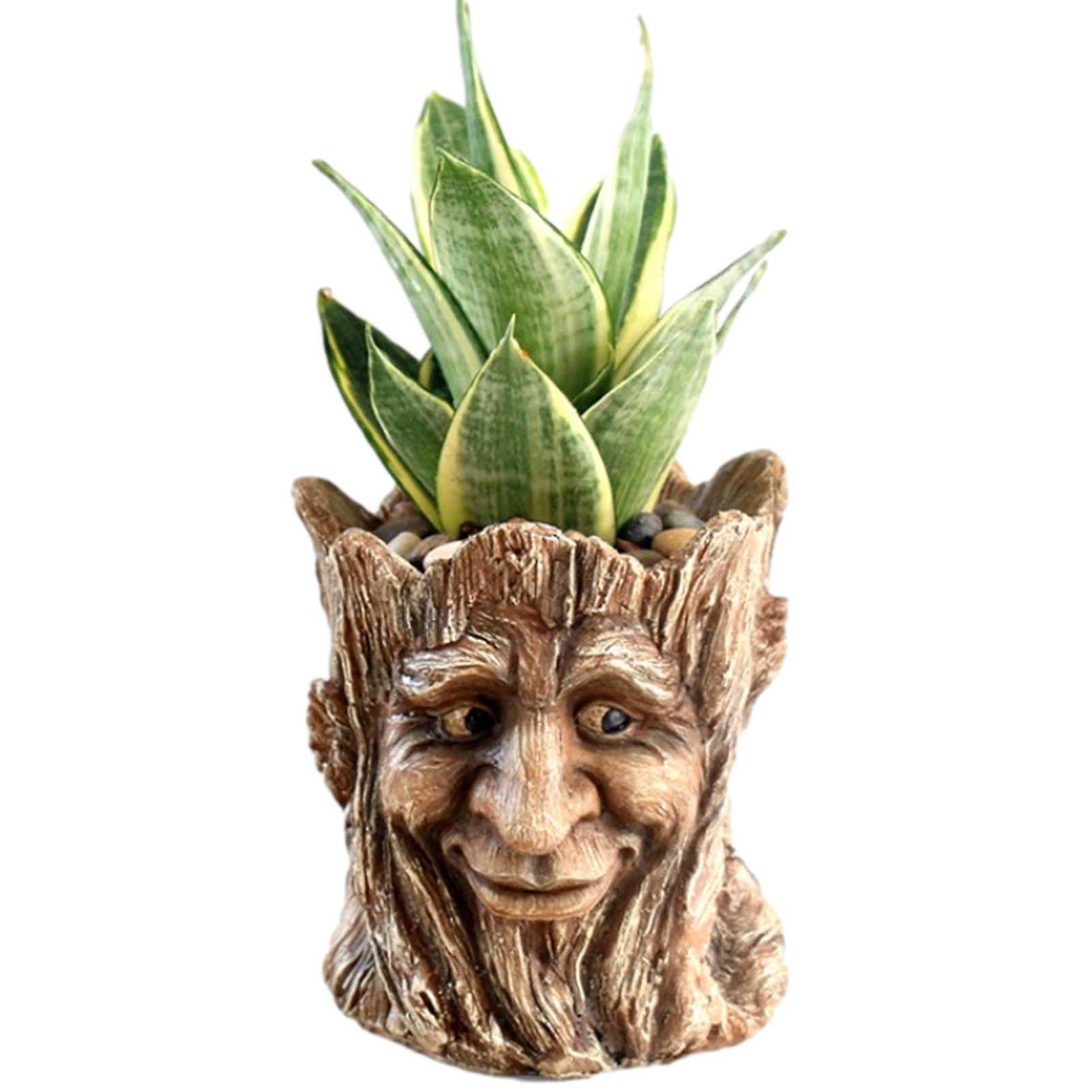 Retro Resin Flowerpot Old Man Planter Container Without Plants