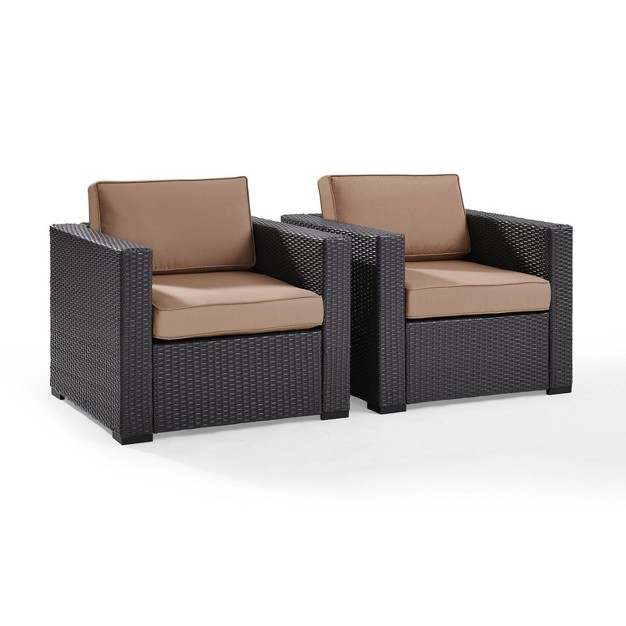 Biscayne 2pc Outdoor Wicker Chairs Mocha Crosley