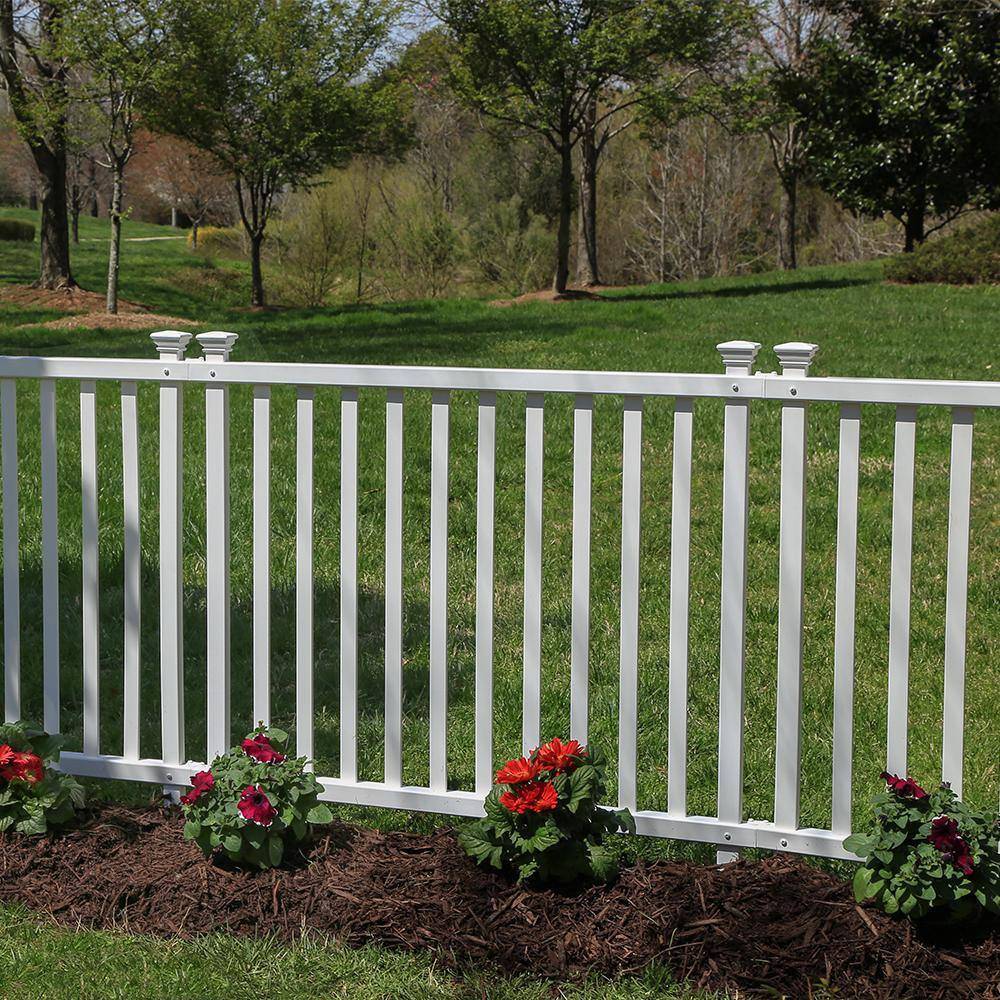 Zippity Outdoor Products 3 ft. H x 3.5 ft. W Baskenridge No-Dig Vinyl Garden Picket Fence Panel Kit (2-Pack) ZP19037